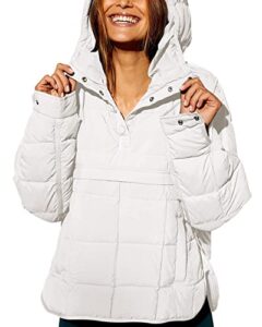 fazortev womens oversized puffer jacket quilted dolman hoodies pullover long sleeve lightweight warm tops coat