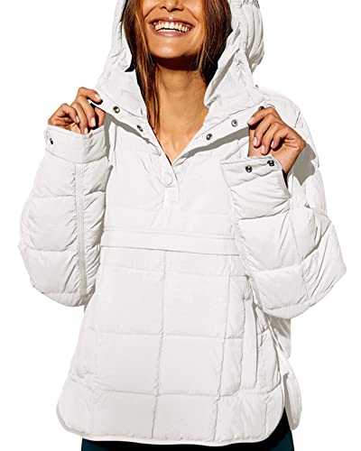 Fazortev Womens Oversized Puffer Jacket Quilted Dolman Hoodies Pullover Long Sleeve Lightweight Warm Tops Coat