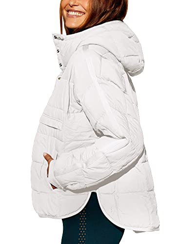 Fazortev Womens Oversized Puffer Jacket Quilted Dolman Hoodies Pullover Long Sleeve Lightweight Warm Tops Coat