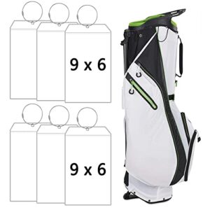 6 pack golf luggage tag 9" x 6" - extra large travel luggage bag tag plastic clear luggage tag pouch for shipping golf bag, suitcases, cruis