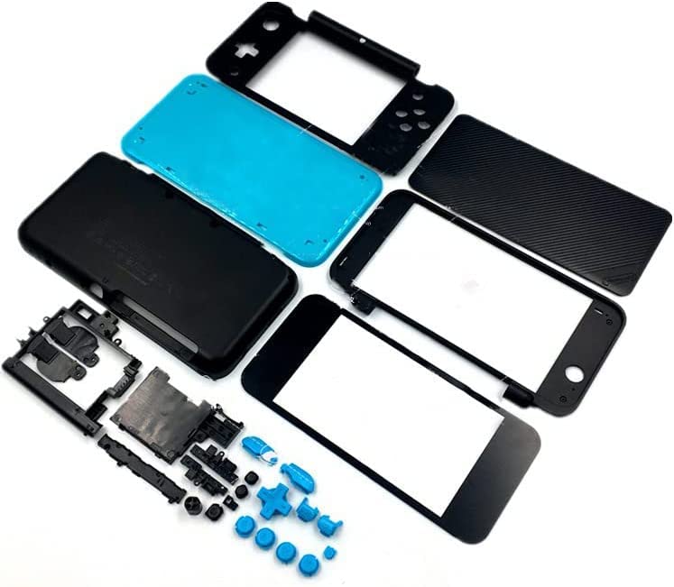 Housing Shell Cover Faceplate for New 2DS XL LL Upper Panel Front Bottom Cover Replacement (Glass Lens Black)