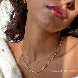 Freekiss Gold Necklace for Women Herringbone Necklace for Women,Simple Gold Layered Necklaces Chunky 14k Gold Plated Necklace Gold Chain Gold Jewelry Gift for Women