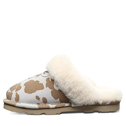 BEARPAW Women's Loki Exotic Tan Cow Print Size 7 | Women's Slipper | Women's Shoe | Comfortable & Lightweight