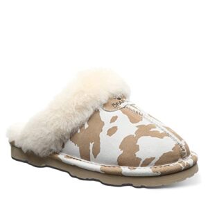 BEARPAW Women's Loki Exotic Tan Cow Print Size 7 | Women's Slipper | Women's Shoe | Comfortable & Lightweight