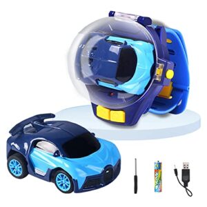 pigdun 2023 new mini remote control car watch toys,small rc watch cars toys,2.4 ghz cute wrist racing car watch, gift for boys girls birthday(lamborghini blue)