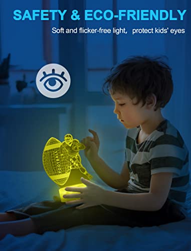 Nice Dream Football Player Night Light for Kids, 3D Illusion Night Lamp, 16 Colors Changing with Remote Control, Room Decor, Gifts for Children Boys Girls