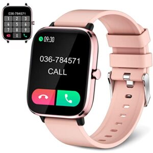 smart watch for women(call receive/dial), smartwatch for android phones and iphone compatible, fitness tracker 1.69" full touch color screen ip67 waterproof with heart rate monitor sleep tracker, pink