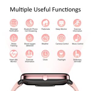 Smart Watch for Women(Call Receive/Dial), Smartwatch for Android Phones and iPhone Compatible, Fitness Tracker 1.69" Full Touch Color Screen IP67 Waterproof with Heart Rate Monitor Sleep Tracker, Pink