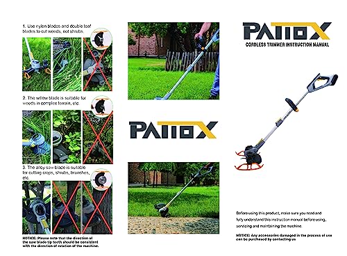 PATIOX Weed Wacker Cordless - Electric Weed Trimmer Rechargeable 3 in 1 - Two 4.0 Ah Battery Powered Weed Whacker Cordless 20V Grass Trimmer with Blade and Charger (A-Classic-1)