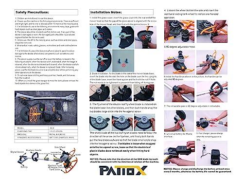 PATIOX Weed Wacker Cordless - Electric Weed Trimmer Rechargeable 3 in 1 - Two 4.0 Ah Battery Powered Weed Whacker Cordless 20V Grass Trimmer with Blade and Charger (A-Classic-1)