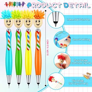Maitys Mop Head Pens Screen Cleaner Ballpoint 3 in 1 Stylus Pens Duster Creative Fun Topper Pens Mop Head Marker Gel Ink Rollerball Pen for Kids and Adults, 10 Colors (20 Pieces)