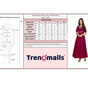 TRENDMALLS Women's Cotton Anarkali Kurti (-Latest-Stylish-Cotton-Anarkali-Ethnic-Embroidery-Gown-kurti-Designer-Stitched) (as1, alpha, s, regular, regular, Purple)