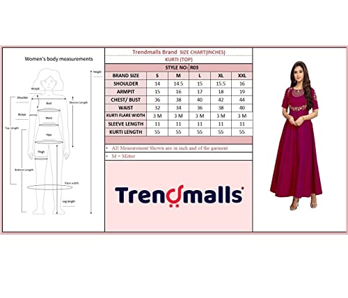 TRENDMALLS Women's Cotton Anarkali Kurti (-Latest-Stylish-Cotton-Anarkali-Ethnic-Embroidery-Gown-kurti-Designer-Stitched) (as1, alpha, s, regular, regular, Purple)