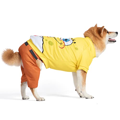 SpongeBob SquarePants for Pets Halloween Tee & Shorts for Dogs - Fun and Cute Halloween Costumes for Dogs - Officially Licensed Spongebob Squarepants Pet Products, Spongebob Dog Outfit Medium,Yellow