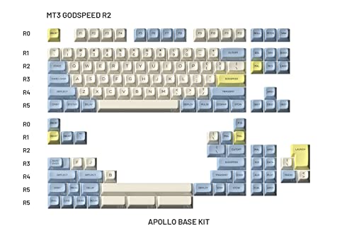 DROP MiTo MT3 Godspeed R2 Keycap Set, PBT Hi-Profile, Cherry MX Compatible with 60%, 65%, 75%, TKL, WKL, and Ortholinear Keyboards (Apollo Base Kit)