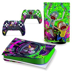 Toxxos PS5 Skin Disc Edition Anime Console and Controller Vinyl Cover Skins Wraps for Playstation 5 Disc Version CD-ROM Version Purple and Green