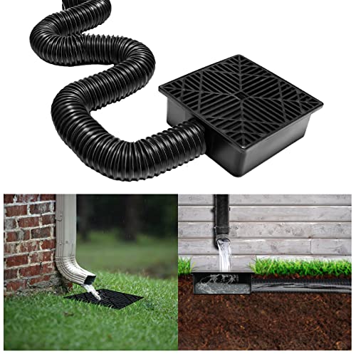 KYWYOYOU Rain Gutter Downspout Extensions Flexible, Catch Basin Downspout, Down Spout Extender, No Dig Low Profile Catch Basin Downspout Extension Kit for Cement Floor and Lawn Included.