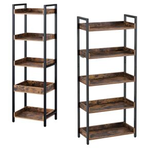 rolanstar bookshelf 6 tier with 4 hooks bundle 5-tier storage rack