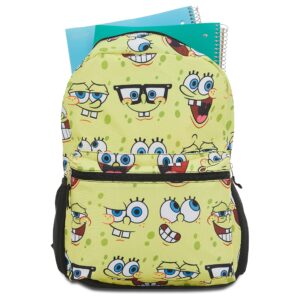 Spongebob Squarepants Allover Print Backpack - Spongebob Squarepants Allover Backpack Set - Spongebob, Squidward, Patrick and Mr. Krabs (Yellow Allover)