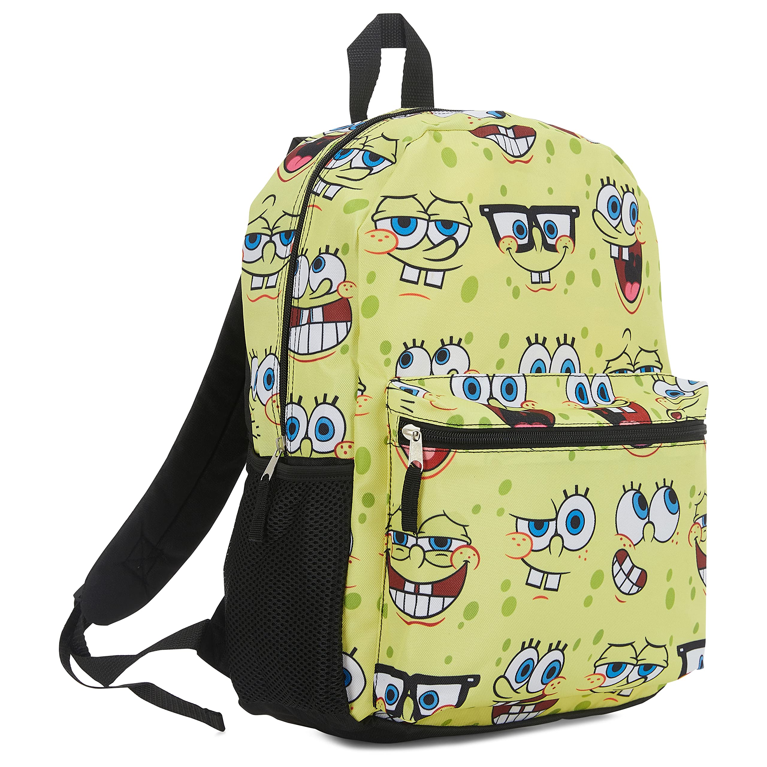 Spongebob Squarepants Allover Print Backpack - Spongebob Squarepants Allover Backpack Set - Spongebob, Squidward, Patrick and Mr. Krabs (Yellow Allover)