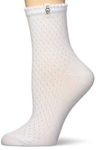 ugg women's adabella quarter sock, white, one size