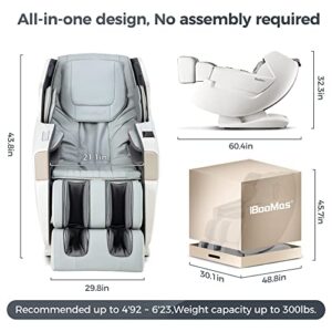 iBooMas SL Track Massage Chair, AI Voice Massage Chair Zero Gravity Full Body with Back and Foot Heating,Thai Stretching,Shortcut Key,Auto Scan,Negative Ions,Foot Rollers(White) R8603
