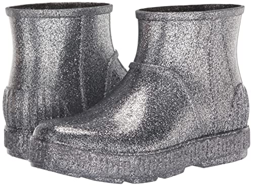 UGG K DRIZLITA Rain Boot, Glitter Grey, 3 US Unisex Little Kid