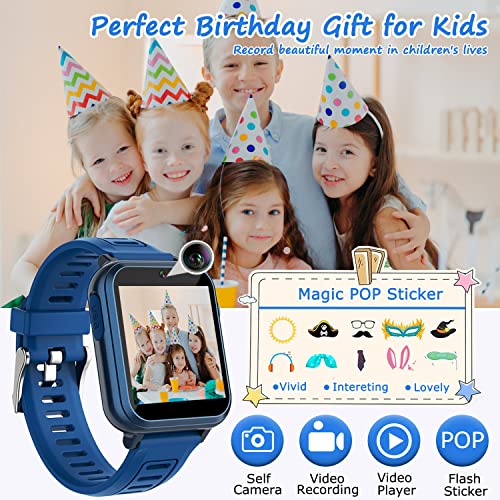 Kids Smart Game Watch with 24 Games HD Touch Screen Video Camera Music Player Pedometer Flashlight Alarm Clock 12/24 hr, Gifts for 5-12 Year Olds Boys