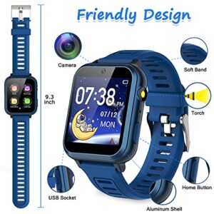 Kids Smart Game Watch with 24 Games HD Touch Screen Video Camera Music Player Pedometer Flashlight Alarm Clock 12/24 hr, Gifts for 5-12 Year Olds Boys