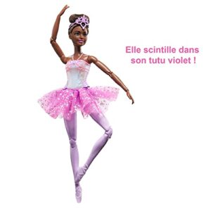 Barbie Dreamtopia Doll, Twinkle Lights Posable Ballerina with 5 Light-Up Shows, Sparkly Purple Tutu, Black Hair & Tiara