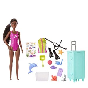 Barbie Marine Biologist Doll & 10+ Accessories, Mobile Lab Playset with Brunette Doll, Case Opens for Storage & Travel