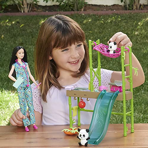 Barbie Careers Doll & Playset, Baby Panda Care and Rescue with Vet Doll, 2 Color-Change Pandas & 20+ Accessories