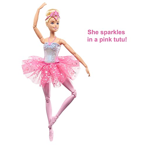 Barbie Dreamtopia Doll, Twinkle Lights Posable Ballerina with 5 Light-Up Shows, Sparkly Pink Tutu, Blonde Hair & Tiara