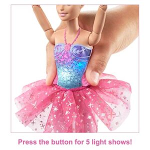 Barbie Dreamtopia Doll, Twinkle Lights Posable Ballerina with 5 Light-Up Shows, Sparkly Pink Tutu, Blonde Hair & Tiara