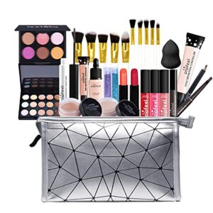 multipurpose all in one makeup kit full kit with eyeshadow palette lipstick blush powder foundation concealer lip gloss mascara makeup kit for women