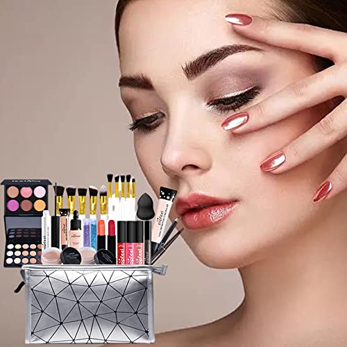 Multipurpose All in One Makeup Kit Full Kit with Eyeshadow Palette Lipstick Blush Powder Foundation Concealer Lip Gloss Mascara makeup kit for women