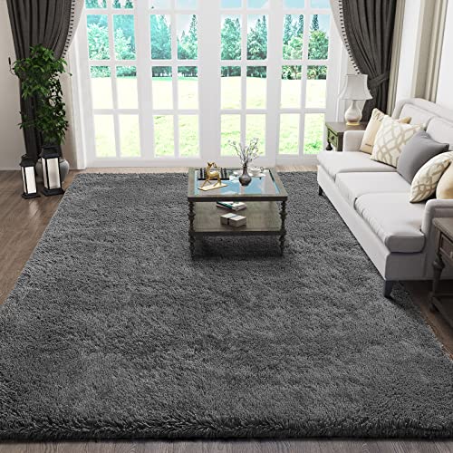 Ophanie 6x9 Area Rugs for Living Room, Large Big Grey Fluffy Shag Fuzzy Plush Soft Carpets, Floor Shaggy Rug for Bedroom, Gray Carpet for Kids Boys Girls Dorm Nursery Home Decor Aesthetic