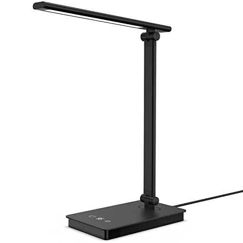 BEYONDOP LED Desk Lamp for Home Office, Desk light Dimmable Eye-caring Reading with 5 Lighting & 5 Brightness Level, Table Light Touch Control Foldable Table Lamp for Bedside Office Study Reading Work