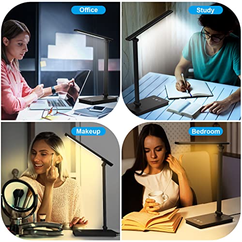 BEYONDOP LED Desk Lamp for Home Office, Desk light Dimmable Eye-caring Reading with 5 Lighting & 5 Brightness Level, Table Light Touch Control Foldable Table Lamp for Bedside Office Study Reading Work