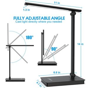 BEYONDOP LED Desk Lamp for Home Office, Desk light Dimmable Eye-caring Reading with 5 Lighting & 5 Brightness Level, Table Light Touch Control Foldable Table Lamp for Bedside Office Study Reading Work