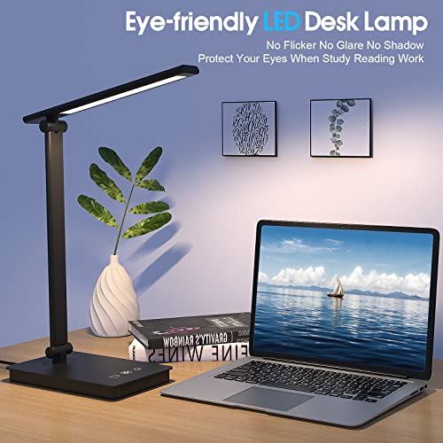 BEYONDOP LED Desk Lamp for Home Office, Desk light Dimmable Eye-caring Reading with 5 Lighting & 5 Brightness Level, Table Light Touch Control Foldable Table Lamp for Bedside Office Study Reading Work