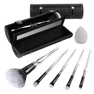 beautyfactor 5pcs makeup brushes and sponge set for flawless application of liquid, cream, and powder products with gift box (black)