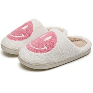 plmokn slippers for women indoor and outdoor men open toe fluffy cute smile face slippers,b-pink/9.5-10.5