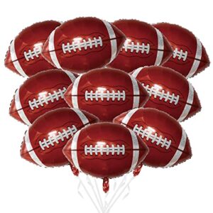 tellpet football balloons for football themed birthday party decorations, 18 inch foil balloons for super bowl decor, 10 pcs