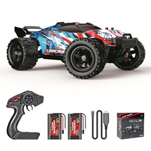 phoupho remote control car 1:18 scale 45km/h, 4wd rc, drift off-road upgraded brush motor with two rechargeable batteries, hobbyist grade for adults, toy gift kids and, blue