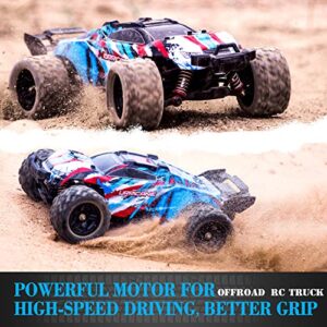 PHOUPHO Remote Control Car 1:18 Scale 45Km/h, 4WD RC, Drift Off-Road Upgraded Brush Motor with Two Rechargeable Batteries, Hobbyist Grade for Adults, Toy Gift Kids and, Blue