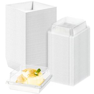 cmkura 50 pack 5" white square disposable paper charcuterie boxes food containers bakery boxes for cake, cookies, sandwich
