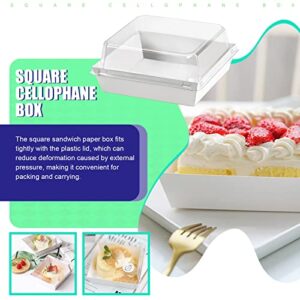 Cmkura 50 Pack 5" White Square Disposable Paper Charcuterie Boxes Food Containers Bakery Boxes for Cake, Cookies, Sandwich