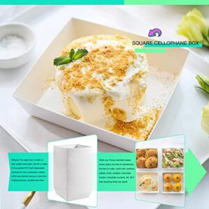 Cmkura 50 Pack 5" White Square Disposable Paper Charcuterie Boxes Food Containers Bakery Boxes for Cake, Cookies, Sandwich