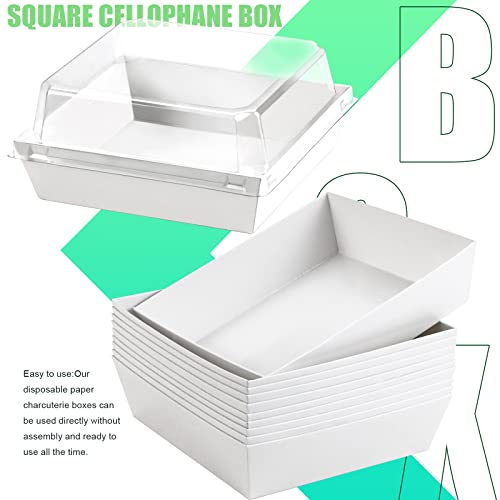 Cmkura 50 Pack 5" White Square Disposable Paper Charcuterie Boxes Food Containers Bakery Boxes for Cake, Cookies, Sandwich